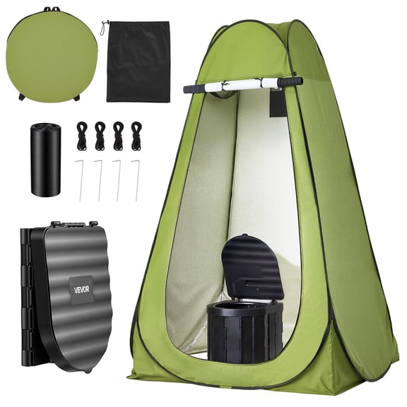 VEVOR Portable Camping Toilet, 330 lbs Load Capacity, Folding Camping Toilet with Pop-Up Privacy Tent, Outdoor Travel Potty for Adults with Carry Bags, Trash Bags, Suitable for RV Travel, Camping, Hi