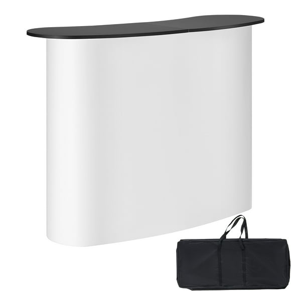 VEVOR Portable Tradeshow Podium Table,51.18" x 18.31" x 37.4", Display Exhibition Counter Stand Booth Fair with Wall, Foldable Promotion Retail Bar Table Pop Up Podium with Storage Rack, Carrying Bag