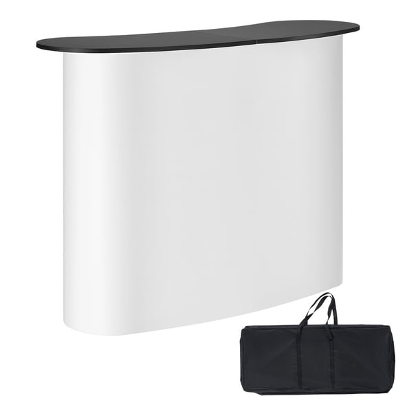 VEVOR Portable Tradeshow Podium Table, 51.18" x 18.31" x 37.4", Display Exhibition Counter Stand Booth Fair with Wall, Foldable Promotion Retail Bar Table Pop Up Podium with Storage Rack, Carrying Ba