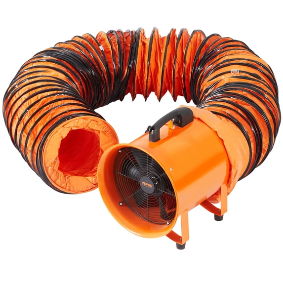 VEVOR Portable Ventilator, 12 inch Heavy Duty Cylinder Fan with 33ft Duct Hose, 560W Strong Shop Exhaust Blower 2894CFM, Industrial Utility Blower for Sucking Dust, Smoke, Smoke Home/Workplace