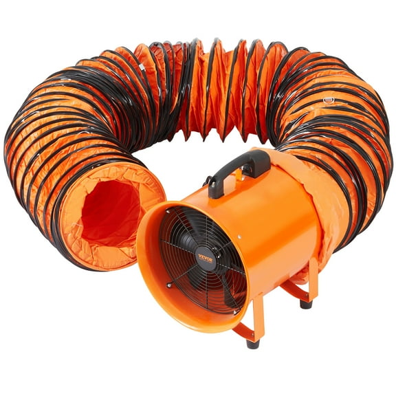 VEVOR Portable Ventilator, 12 inch Heavy Duty Cylinder Fan with 33ft Duct Hose, 585W Strong Shop Exhaust Blower 3198CFM, Industrial Utility Blower for Sucking Dust, Smoke, Smoke Home/Workplace