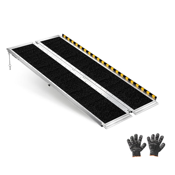 VEVOR Portable Wheelchair Ramp, 5FT, Non-Slip Aluminum Folding Handicap Ramp for Wheelchair, 800 lbs Capacity, Door Threshold Ramps for Home Steps, Stairs, Entry, Threshold, Doorways, Scooter, Curbs