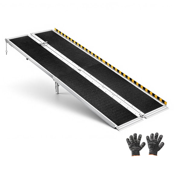 VEVOR Portable Wheelchair Ramp, 7FT, Non-Slip Aluminum Folding Handicap Ramp for Wheelchair, 800 lbs Capacity, Door Threshold Ramps for Home Steps, Stairs, Entry, Threshold, Doorways, Scooter, Curbs