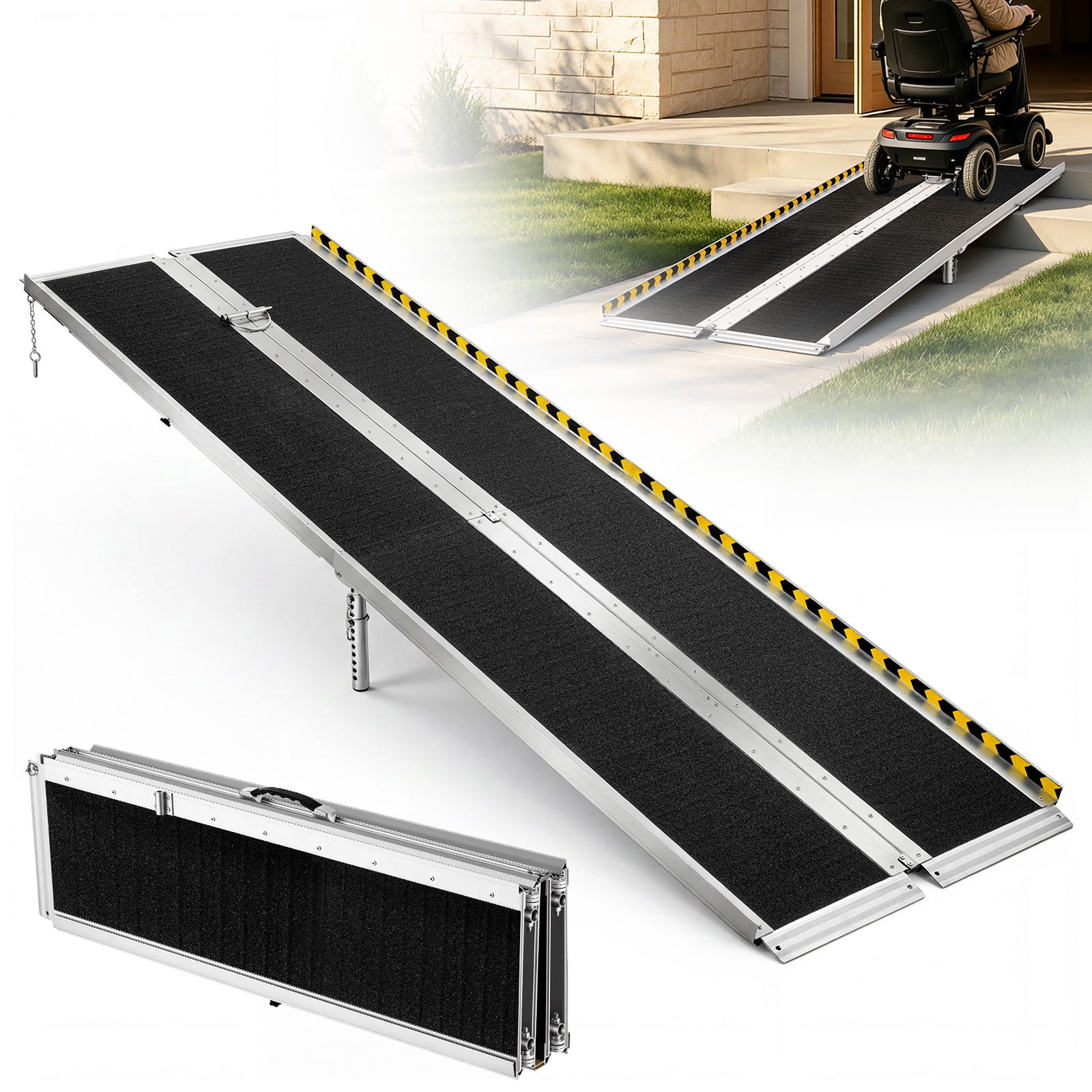 VEVOR Portable Wheelchair Ramp, 8 ft 800 lbs Capacity, Non-Slip ...