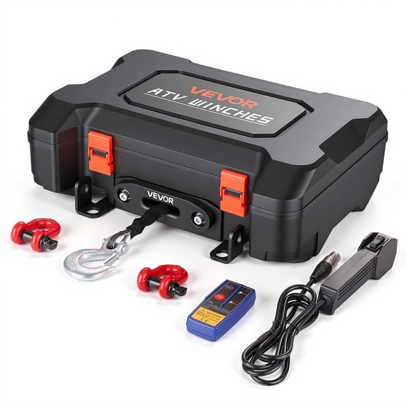 VEVOR Portable Winch, 3500 lbs 12V DC Electric Winch with Synthetic Rope, Wireless & Wired Remotes, Box-Style Recovery Kit with Fairlead, Clevis Hook, Strap for ATV UTV Off-Road Outdoor Pulling Tasks
