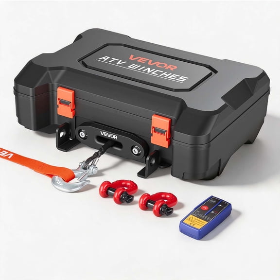 VEVOR Portable Winch, 4500 lbs 12V DC Electric Winch with Synthetic Rope, Wireless & Wired Remotes, Box-Style Recovery Kit with Fairlead, Clevis Hook, Strap for ATV UTV Off-Road Outdoor Pulling Tasks
