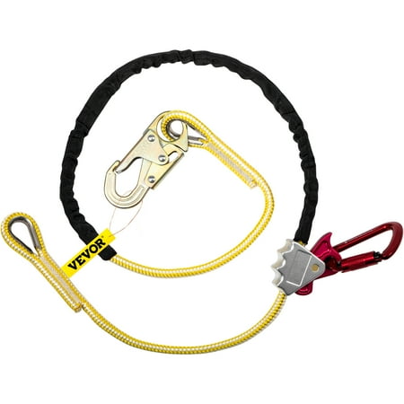 VEVOR Positioning Lanyard, 1/2 inch x 10 ft Positioning Rope, Polyester Arborist Lanyard for Tree Climber, Adjustable Work Position Lanyard for Fall protection with Rope Grab, Snap Hook, D-ring