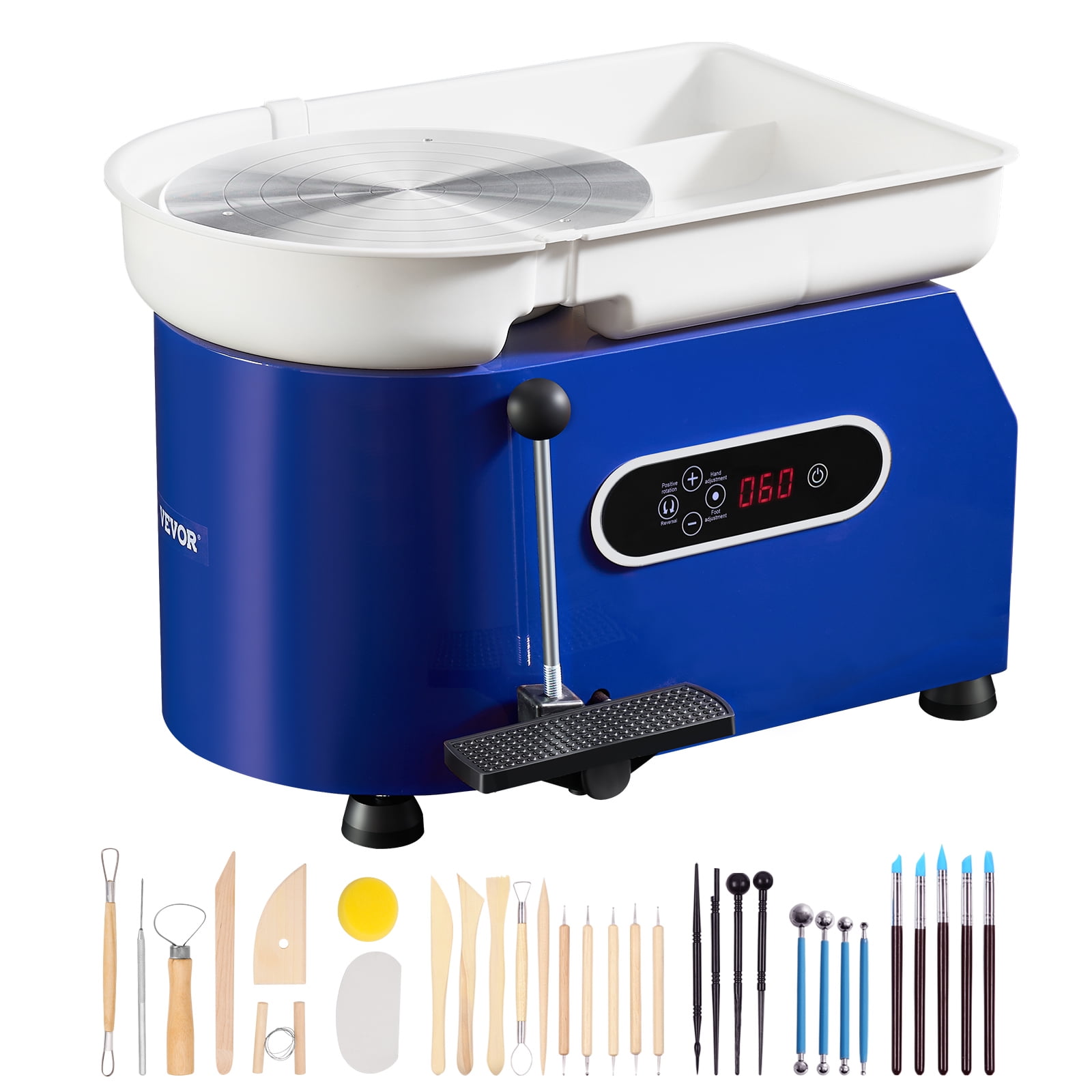 VEVOR Pottery Wheel, 450W, For Adults and Beginners, 11in Clay Wheel Machine,&nbsp; Adjustable 60-300RPM Speed Handle and Pedal, ABS Detachable Basin, Accessory Kit for Craft DIY, LCD Touch Screen