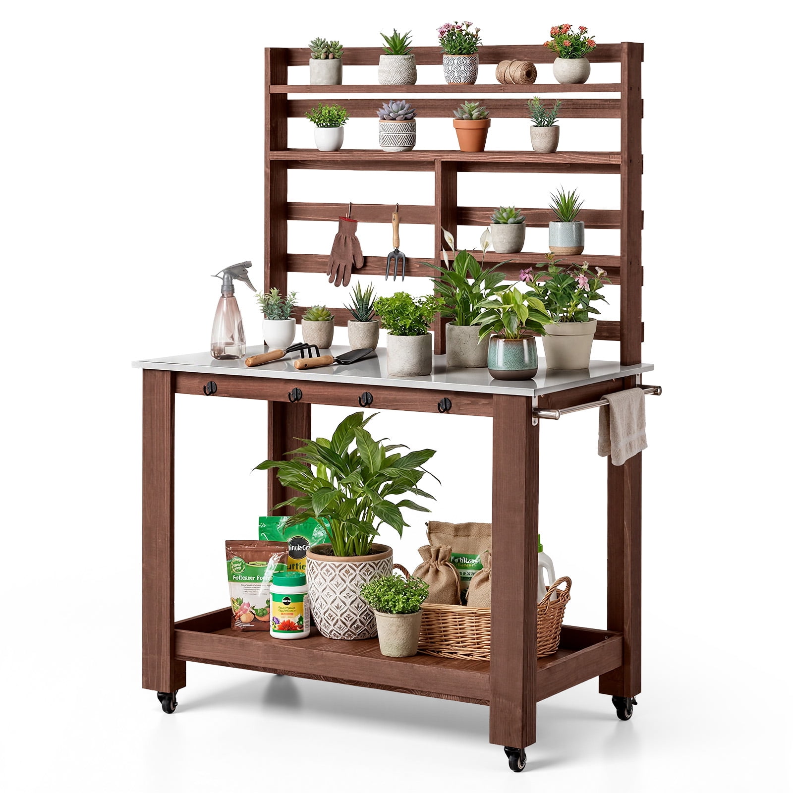 VEVOR Potting Bench Table, Outdoor Gardening Workstation with 45 x 26 ...