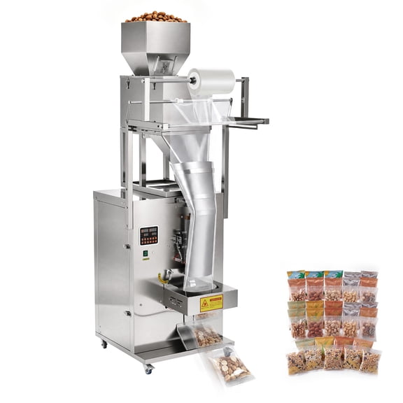 VEVOR Powder Filling and Sealing Machine, 10-999g(0.02-2.2lbs) Automatic Particle Granule Packaging Machine, Stainless Steel, Weighing Filling Sealing, for Coffee Beans, Grains, Tea, Spices, Silver