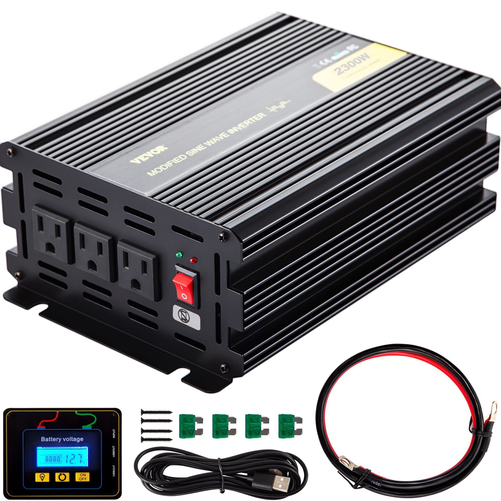 VEVOR GYM-2300W 24V 2300-Watt Continuous 4600-Watt Surge Power Inverter for Car RV Truck Boat