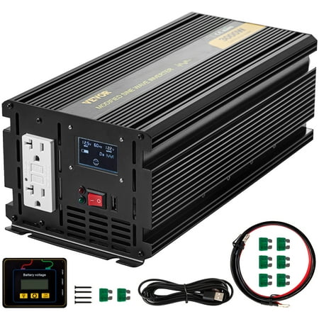VEVOR Power Inverter 3000W Modified Sine Wave Inverter DC 12V to AC 120V Car Converter with LCD Display Remote Controller LED Indicators AC Outlets Inverter GFCI for Car RV Truck Boat Travel Camping