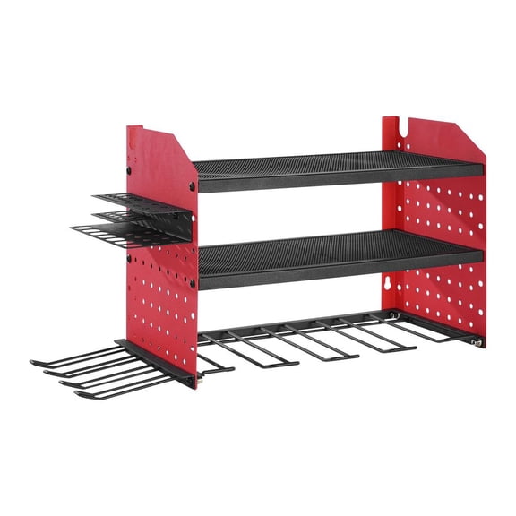 VEVOR Power Tool Organizer Wall Mount, 3-Layer Storage Rack with 4 Drill Holders, Tools Holder and Storage Rack with Side Pegboards, Garage Tool Organizer for Garage, Workbench, and Workshop