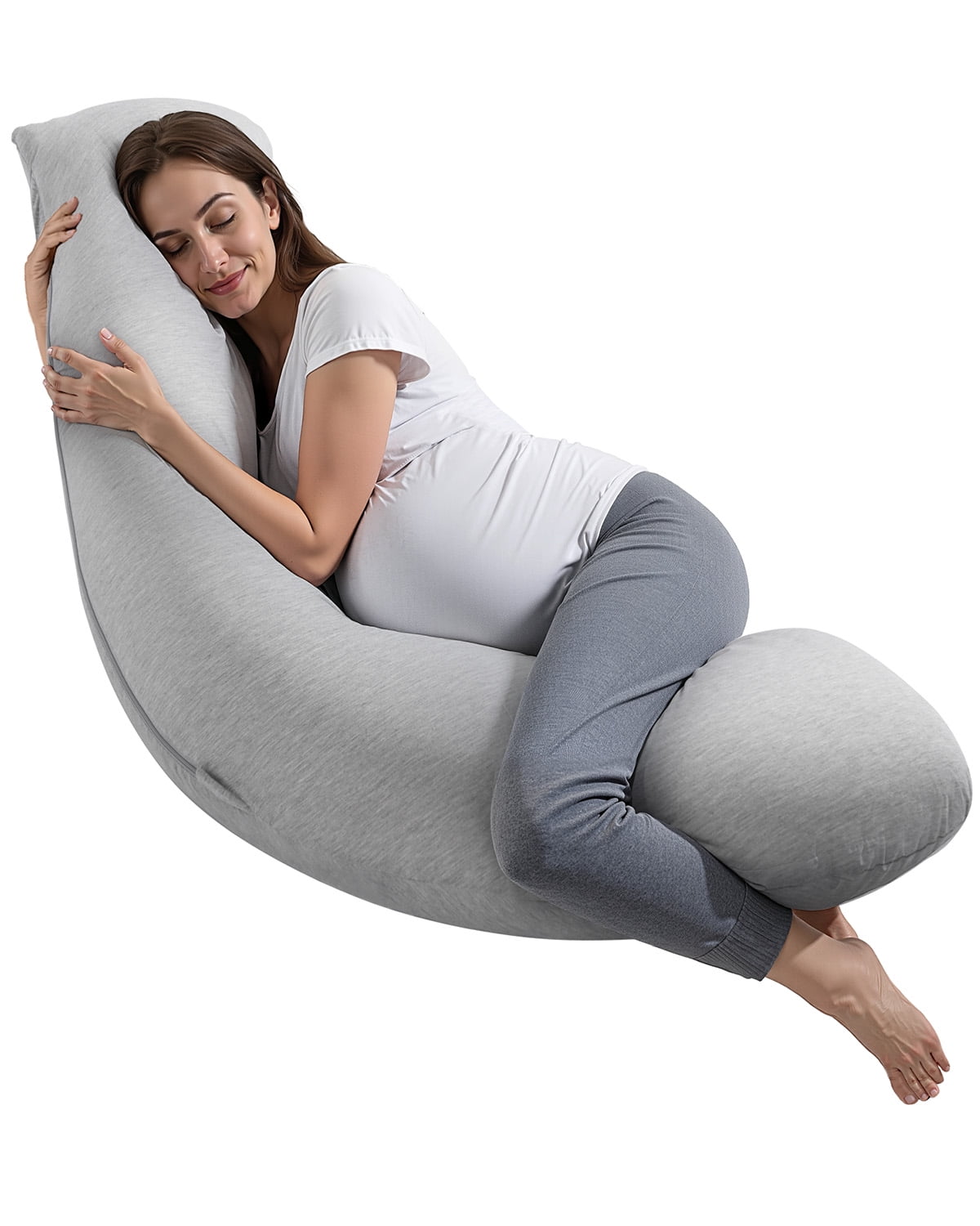 VEVOR Pregnancy Pillows for Side Sleeping, L-Shaped Maternity Pillow for Pregnant Women, Soft & Breathable Pregnancy Body Pillow with Washable Jersey Cover for Head Neck Belly Leg Support