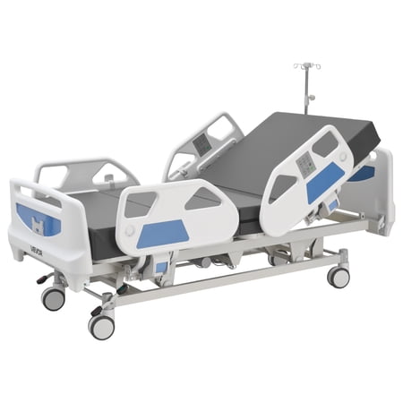 VEVOR Premium 5 Function Full Electric Hospital Bed, ICU Medical Bed with Cardiac Chair, CPR, Trendelenburg & Reverse Trendelenburg, Central Locking System with 5" Casters for Home Hospital, 550LBS