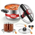 thumbnail image 1 of VEVOR Pressure Cooker, 10Qt Pressure Cooker Stainless Steel, Pressures Canner with Steaming Rack, Tempered Glass Lid, Three Pressures Settings for Meat, Beans, Rice, Soup, Sauces, Cook up to 100 kPa, 1 of 9
