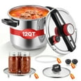 thumbnail image 1 of VEVOR Pressure Cooker, 12Qt Pressure Cooker Stainless Steel, Pressures Canner with Steaming Rack, Tempered Glass Lid, Three Pressures Settings for Meat, Beans, Rice, Soup, Sauces, Cook up to 100 kPa, 1 of 9