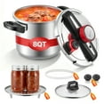 thumbnail image 1 of VEVOR Pressure Cooker, 8Qt Pressure Cooker Stainless Steel, Pressures Canner with Steaming Rack, Tempered Glass Lid, Three Pressures Settings for Meat, Beans, Rice, Soup, Sauces, Cook up to 100 kPa, 1 of 9