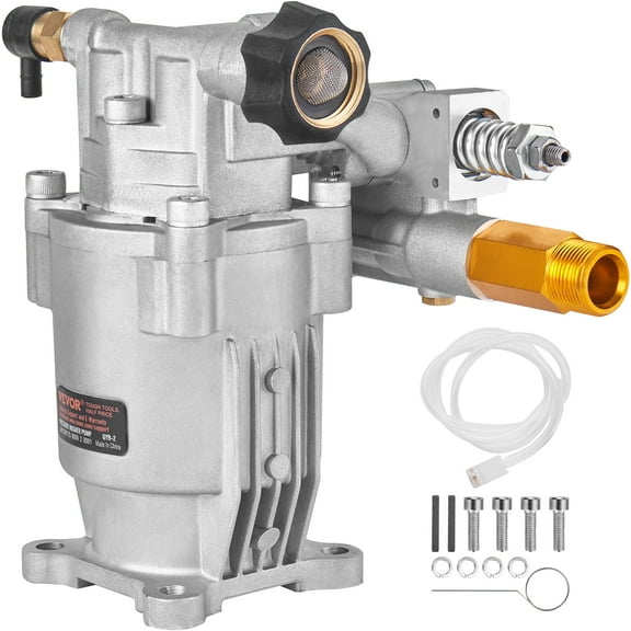 VEVOR Pressure Washer Pump, 3/4" Shaft Horizontal, 3400 PSI, 2.5 GPM, Replacement Power Washer Pumps Kit, Parts Washer Pump, Compatible with Honda, Simpson, RYOBI, Briggs & Stratton, Subaru