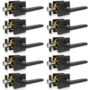 VEVOR Privacy Door Handle,10 Pack Matte Black Door Lever, Left or Right Handing Reversible Lever with Keyless Lock, 45° Rotation to Open, Universal Square Interior for Bedroom and Bathroom Doors