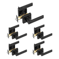 thumbnail image 1 of VEVOR Privacy Door Handle, 5-Pack Matte Black Door Lever, Right or Left Handing Reversible Lever with Keyless Lock, 45° Rotation to Open, Universal Square Interior for Bathroom and Bedroom Doors, 1 of 9