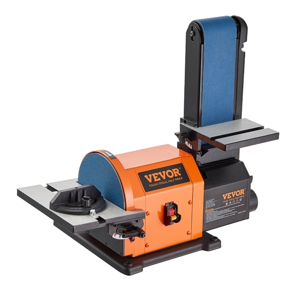 VEVOR Professional Belt Sander, 6" Disc Sander and 4 x 36 in. Belt Sander with 5A Induction Motor Cast Aluminum Worktable for Woodworking, Metalworking