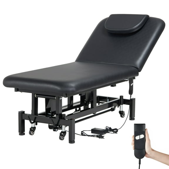 VEVOR Professional Electric Lift Massage Table, 0-45° Adjustable Backrest Medical Table Beauty Bed, Height Adjustable Tattoo Spa Table on Wheels, Electric Massage Table with Headrest, 550LBS