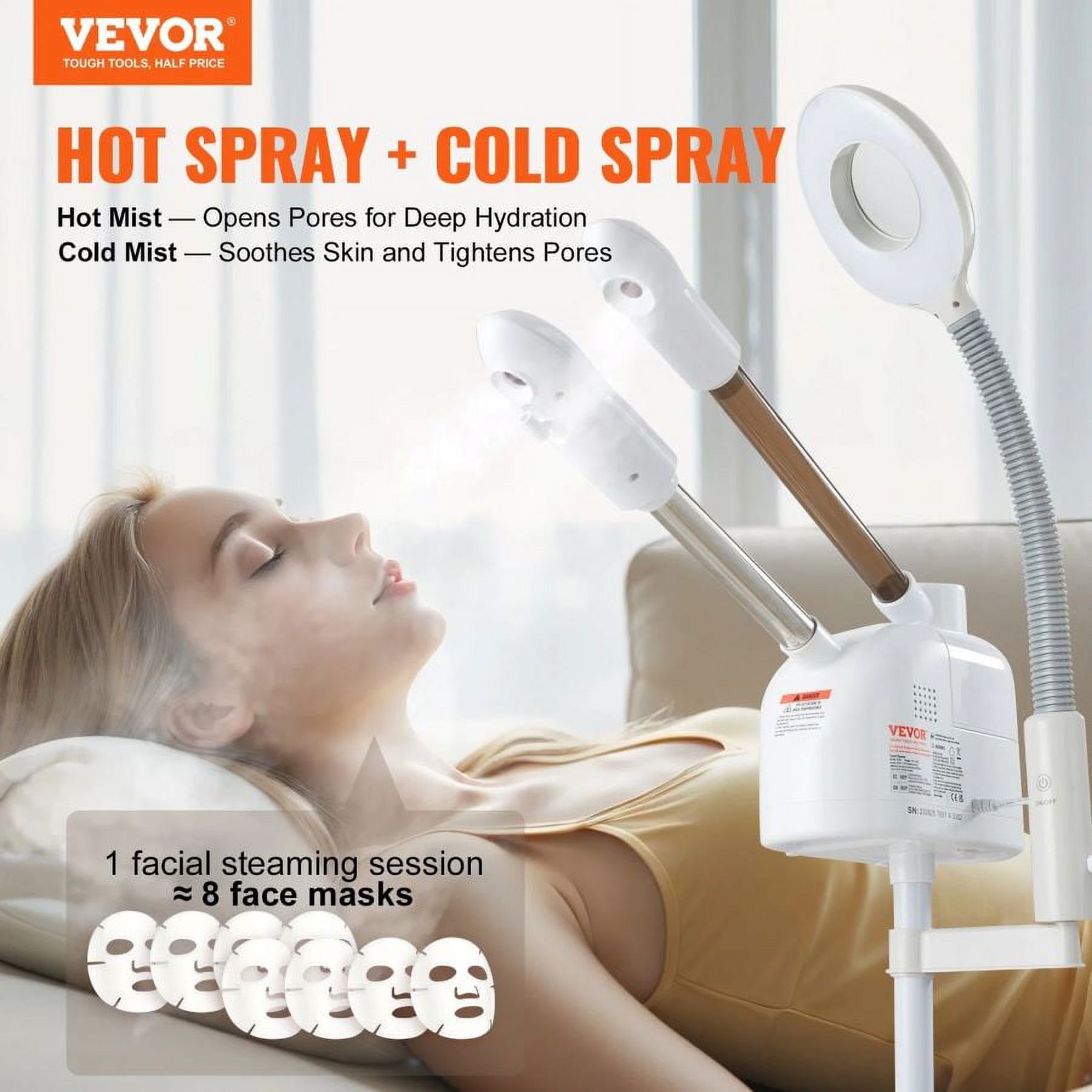 VEVOR Professional Facial Steamer, Ozone Mist Facial Steamer for