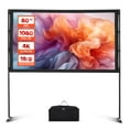thumbnail image 1 of VEVOR Projector Screen with Stand, 80 Inch 160° Wide Angle Indoor Outdoor Projection Screen, 16:9 4K HD Wrinkleless Portable Dual-Stand Screens with Carry Bag, for Movie Home Theater Presentation, 1 of 9