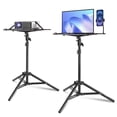 thumbnail image 1 of VEVOR Projector Stand, Laptop Stand Tripod Adjustable Height from 26.97 to 63 in, Portable Projector Tripod Stand with Tray & Gooseneck Phone Holder, for Outdoor Movies, Home, Office, Stage, 1 of 9
