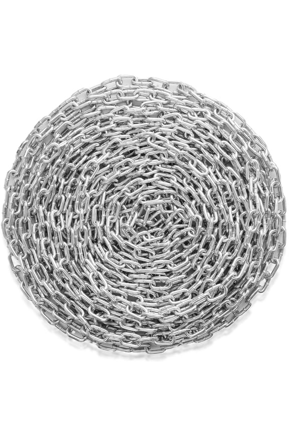 Proof Coil Chain, 5/16" x 92', 1667 lbs Safe Working Load, Zinc Plated Proof Tested Coil Chain with Two Quick Links, Galvanized Carbon Steel Link Chain for Towing, Hanging, Camping, Pet Towing
