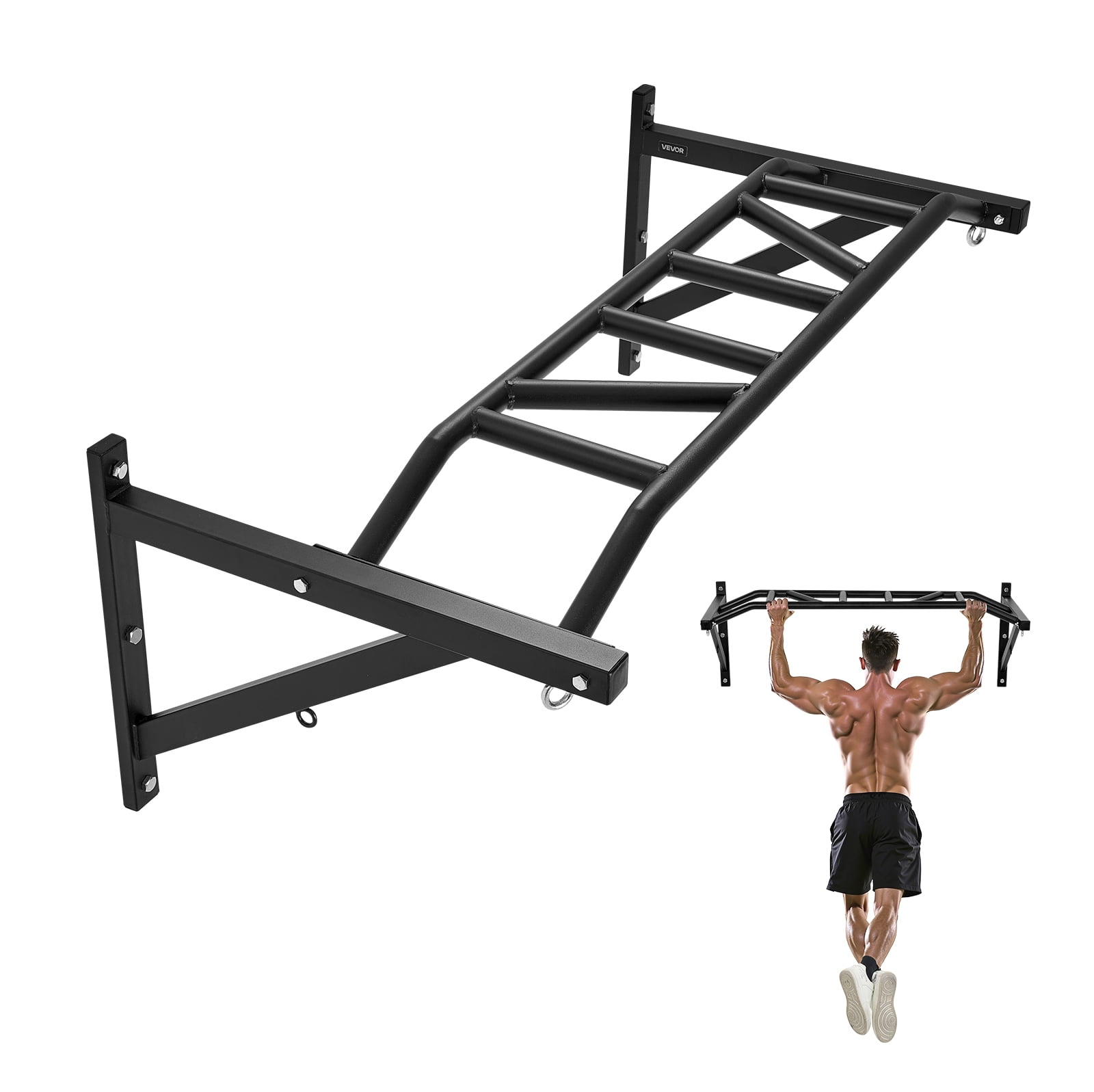 VEVOR Pull Up Bar, Multi-Grip Wall Mounted Pull Ups, 50 in Width ...