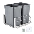 thumbnail image 1 of VEVOR Pull-Out Trash Can, 35 QT x2 Double Under Mount Kitchen Waste Container, Heavy Duty Garbage Recycling Bin with Door Kit and Soft Close Slide, for Kitchen Cabinet, Sink, Under Counter (Grey), 1 of 9