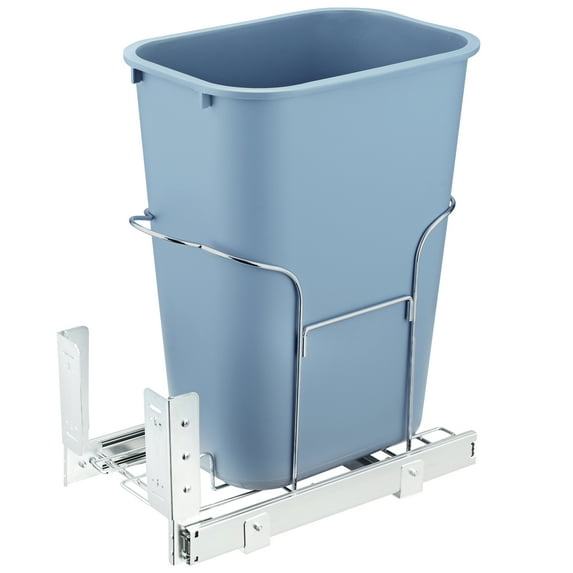 VEVOR Pull-Out Trash Can, 35L Single Bin, Under Mount Kitchen Waste Container with Slide, Handle and Door Mounting Kit, 110 lbs Load Capacity Heavy Duty Garbage Recycling Bin for Kitchen Cabinet