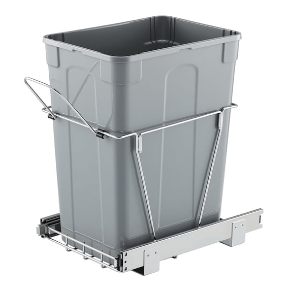 VEVOR Pullout Trash Can for Kitchen Cabinets, 35 QT Garbage Waste Recycling Bin, Under Mount Waste Container, with Heavy Duty Metal Full Extension Sliding System and Handle, for Sink, Under Counter