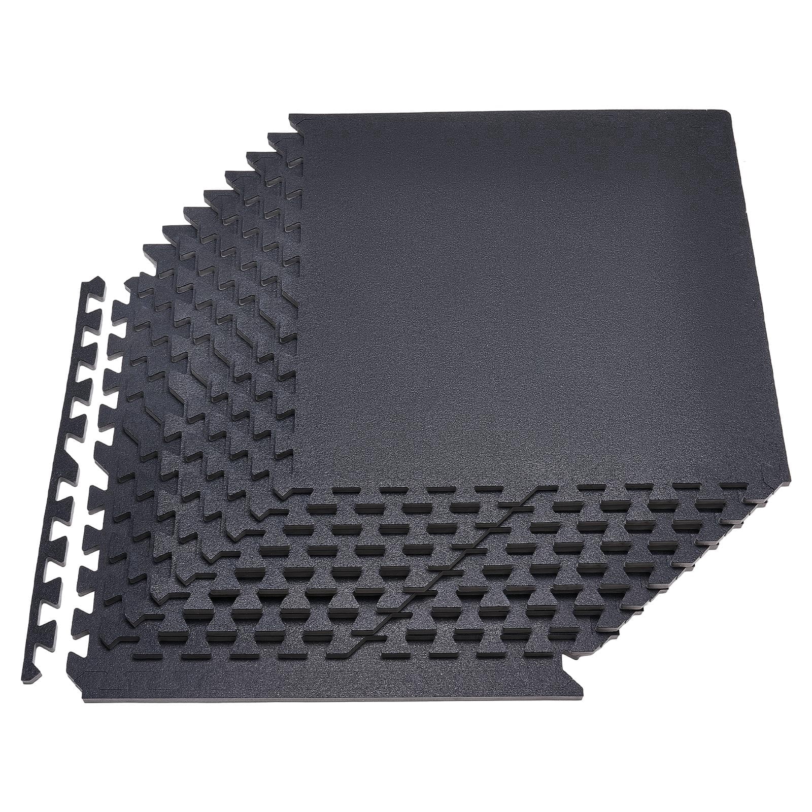 VEVOR Puzzle Exercise Mat, 12 PCS Fitness Equipment Mats, 24 x 24 x 0.56 in, High-Density EVA Foam Gym Mats Set, Interlocking Rubber Soft Tiles, Protective Floor Padding for Home, Gym, Office, Black