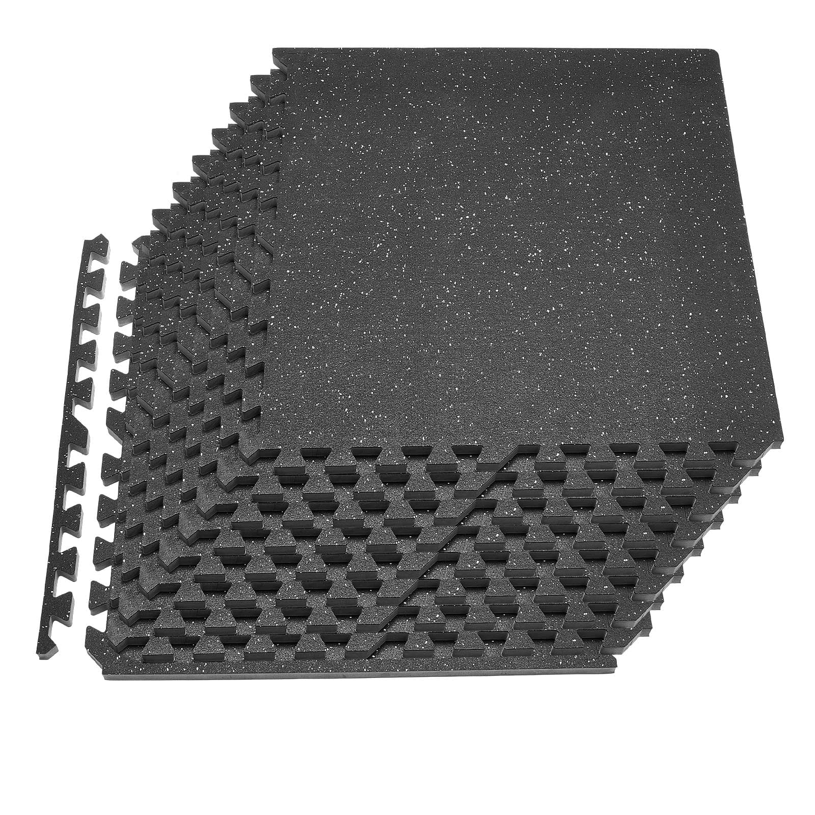 VEVOR Puzzle Exercise Mat, 12 PCS Fitness Equipment Mats, 24 x 24 x 0.56 in, High-Density EVA Foam Mat Set, Interlocking Rubber Soft Tiles,Protective Floor Padding with White Dots for Home Gym Office