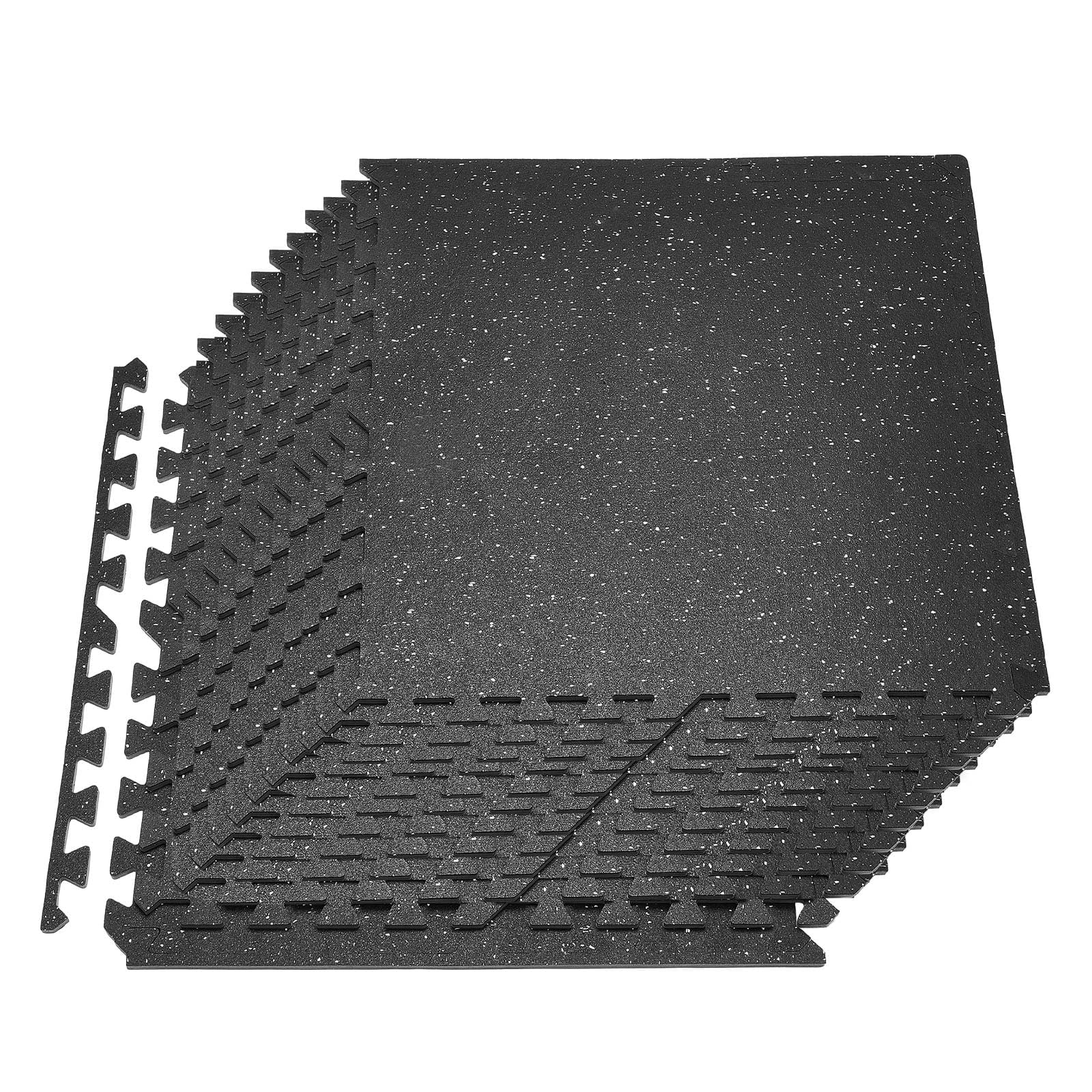 VEVOR Puzzle Exercise Mat, 24 PCS Fitness Equipment Mats, 24 x 24 x 0.4 in, High-Density EVA Foam Mats Set, Interlocking Rubber Soft Tiles,Protective Floor Padding with White Dots for Home Gym Office