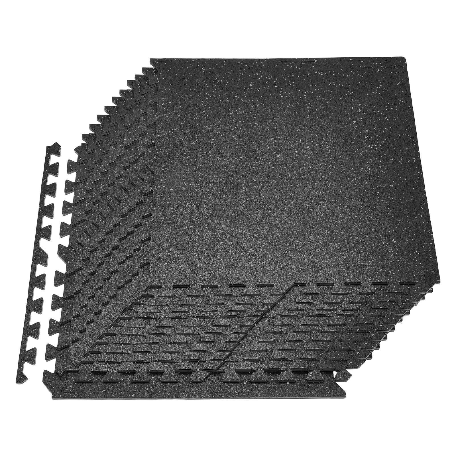 VEVOR Puzzle Exercise Mat, 24 PCS Fitness Equipment Mats, 24 x 24 x 0.4 in, High-Density EVA Foam Mats Set, Interlocking Rubber Soft Tiles, Protective Floor Padding with Gray Dots for Home Gym Office