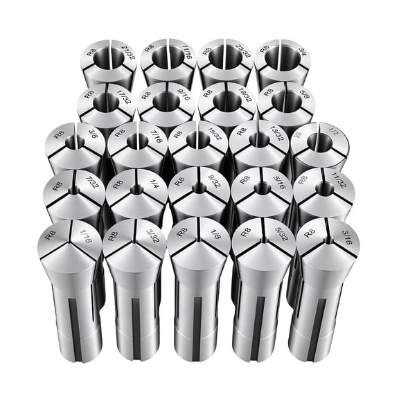 VEVOR R8 Collet Set 1/16"-3/4" 23 Piece R8 Precision Mill Collet Chuck Set, for Milling Machine Drill Presses, 0.0008" TIR High Concentricity, Lathe Chuck Tool with Labeled Storage Box, Alloy Steel