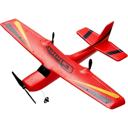 VEVOR RC Plane, 2.4GHZ 2 Channel Remote Control Airplane with 6-Axis Gyro Stabilizer, Ready to Fly Aircraft Plane Toys with 2 Batteries, Easy to Fly RC Glider for Adults Kids Beginners Boys Girls