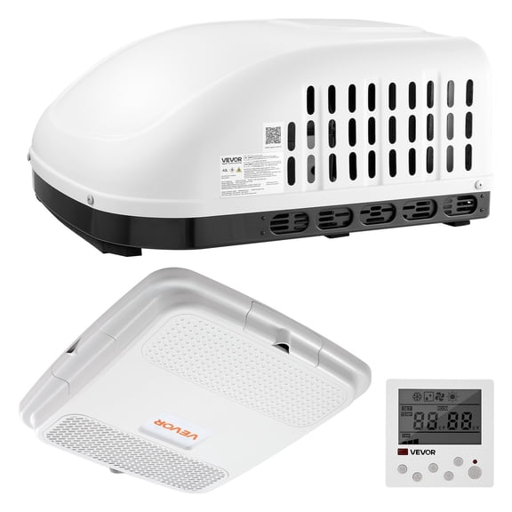 VEVOR RV Air Conditioner, 15000 BTU RV AC Unit, 120V Non-Ducted Rooftop Air Conditioner with Cooling and Heating, Four-Way Airflow, PTC Heating Module, Easy Install Quiet AC with Control Panel, White