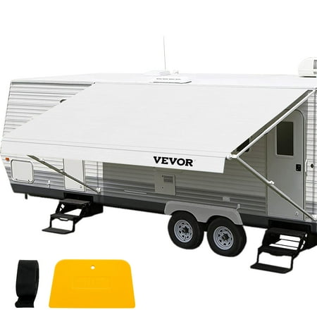 VEVOR RV Awning, Awning Replacement Fabric 18 ft (Fabric 17'2"), White RV Awning Replacement, 15oz Vinyl Material Replacement Awning, Sun Shade And Waterproof Camper Awning Replacement Fabric