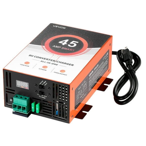 VEVOR RV Power Converter, 45 Amp, 110V AC to 12V DC RV Converter Battery Charger, Multi Stage Smart Charging, 13V to 16.5V Operating Range, Compatible with Lithium & Lead Acid Battery, for Camper