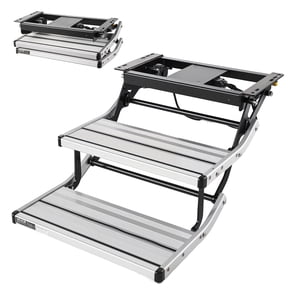 VEVOR RV Steps, 2-Step, 440 lbs Load Capacity, Electric Retractable RV Stairs, Telescopic Folding Aluminum Alloy Camper Steps