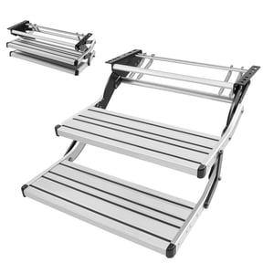 VEVOR RV Steps, 2-Step, 440 lbs Load Capacity, Manual Retractable RV Stairs, Telescopic Folding Aluminum Alloy Camper Steps