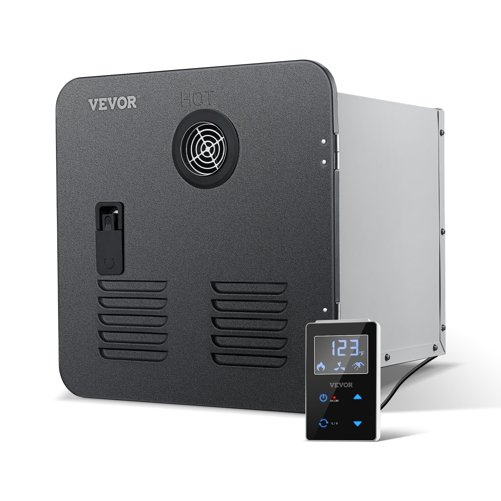 VEVOR RV Tankless Water Heater, Instant Shower with 15 x 15 inches Black Door and Remote Controller, 55000BTU Optimized Comfort Performance Hot Water, Ideal for RVers Family Everyday Use
