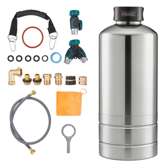 VEVOR RV Water Softener, 16,000 Grain, Portable Water Softener with NPT 3/4" Fittings, Food-Grade Resin, Stainless Steel, Quick Connect, for RVs, Trailers, Boats, Mobile Car Washing, Pressure Washing