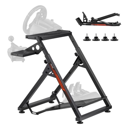VEVOR Racing Wheel Stand, Adjustable & Foldable Simulator Stand for Logitech G923 G920 G29 G27, Thrustmaster T300RS TX F458 T500RS T3PA-PRO(F1/GT) Gaming Cockpit,Pedals Simulator NOT Included,Compact