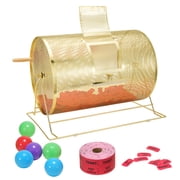 VEVOR Raffle Drum,Holds 10000 Tickets or 300 Ping Pong Balls, Metal Lottery Spinning Drawing with Wooden Turning Handle, 14.8 x  21.26 inch Brass Plated Raffle Ticket Spinning Cage, for Bingo Ballot